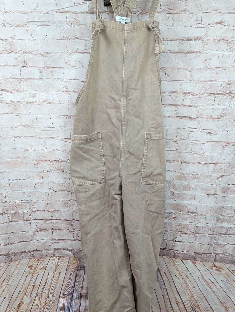 Zenana Outfitters Beige Workwear Overalls - Neutral Tan Tone Medium New Nwt